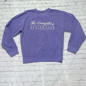 PrettyLittleThing Purple Hamptons Health Club Graphic Sweatshirt - Size S